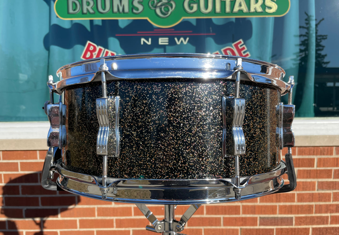 Early 1960s Ludwig 5.5x14 No. 900P Super Classic Snare Drum Black Galaxy Sparkle Pre-Serial COB