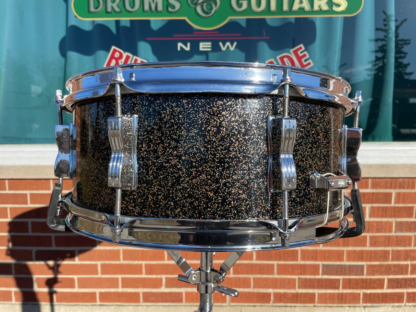 Early 1960s Ludwig 5.5x14 No. 900P Super Classic Snare Drum Black Galaxy Sparkle Pre-Serial COB
