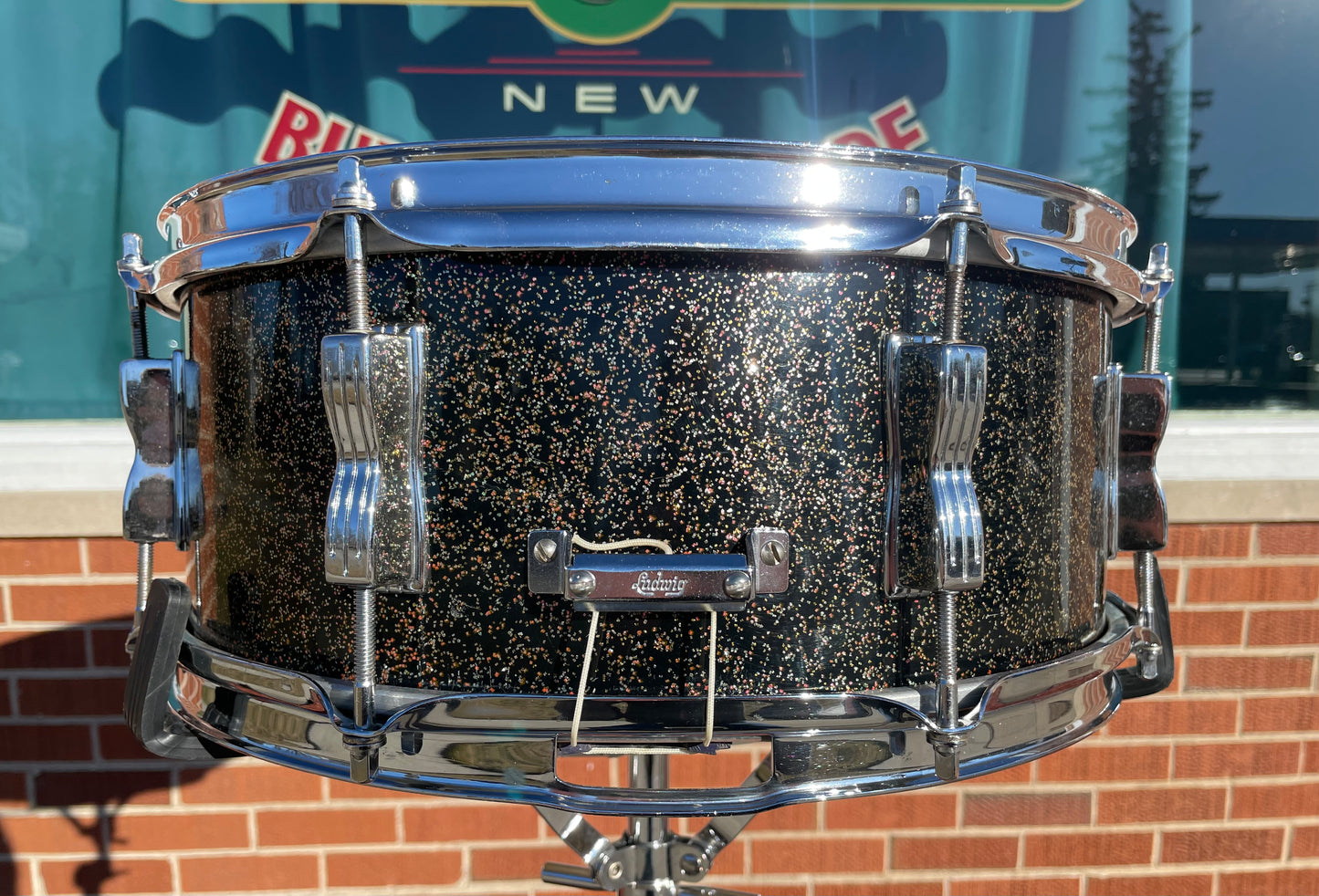 Early 1960s Ludwig 5.5x14 No. 900P Super Classic Snare Drum Black Galaxy Sparkle Pre-Serial COB