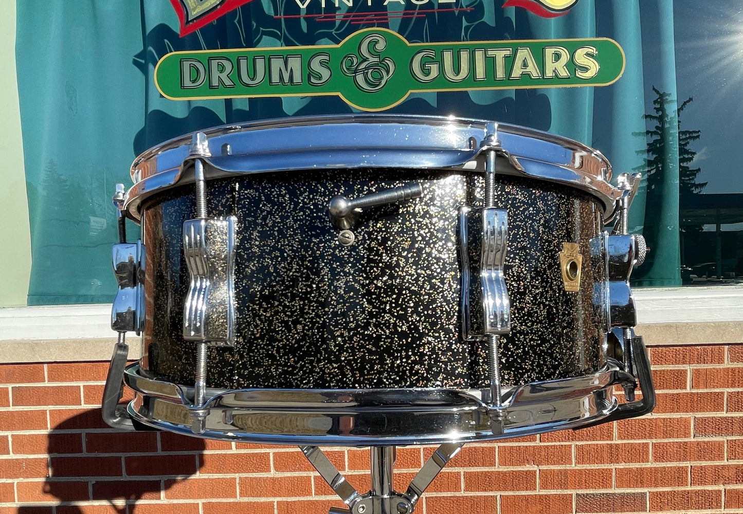 Early 1960s Ludwig 5.5x14 No. 900P Super Classic Snare Drum Black Galaxy Sparkle Pre-Serial COB