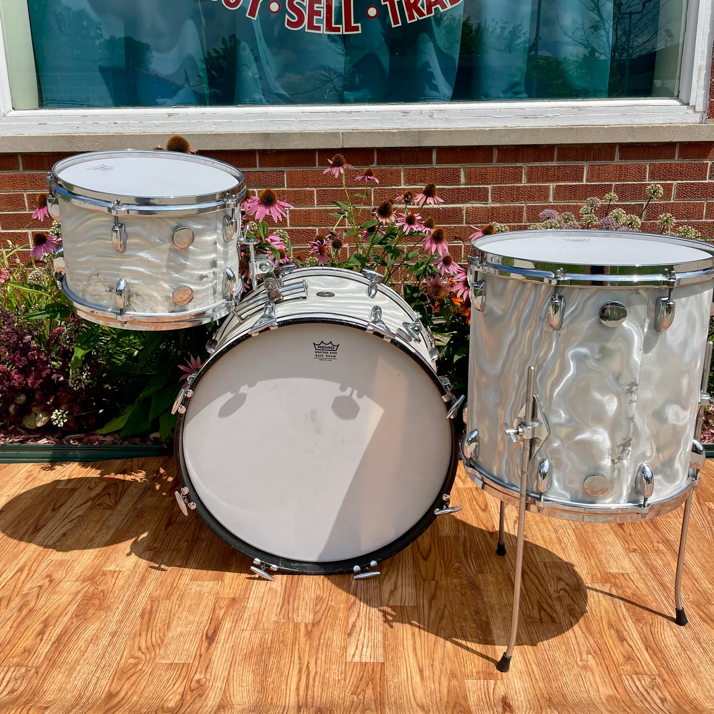 1960s Gretsch Progressive Jazz Drum Set Silver (White) Satin Flame 20/12/14