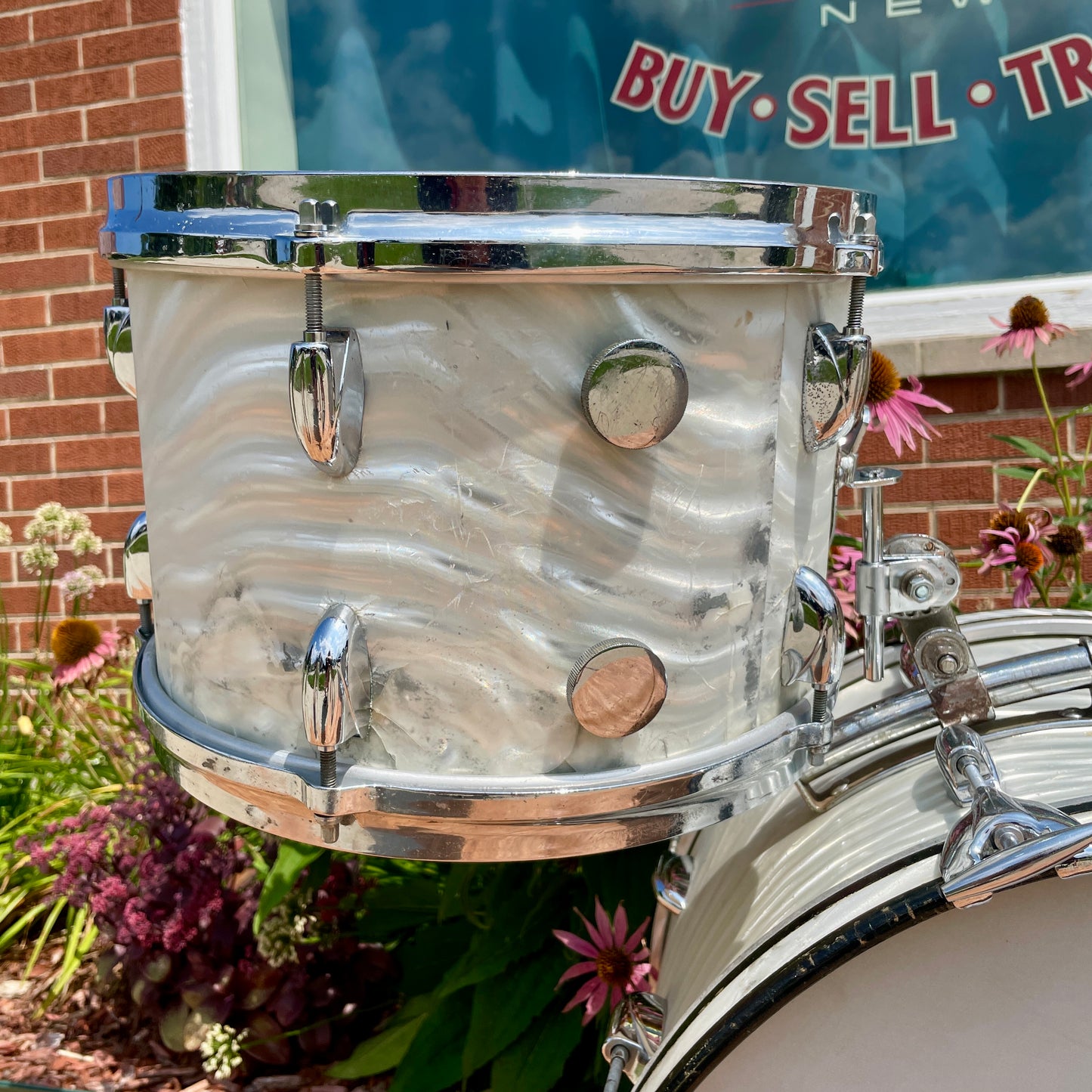 1960s Gretsch Progressive Jazz Drum Set Silver (White) Satin Flame 20/12/14
