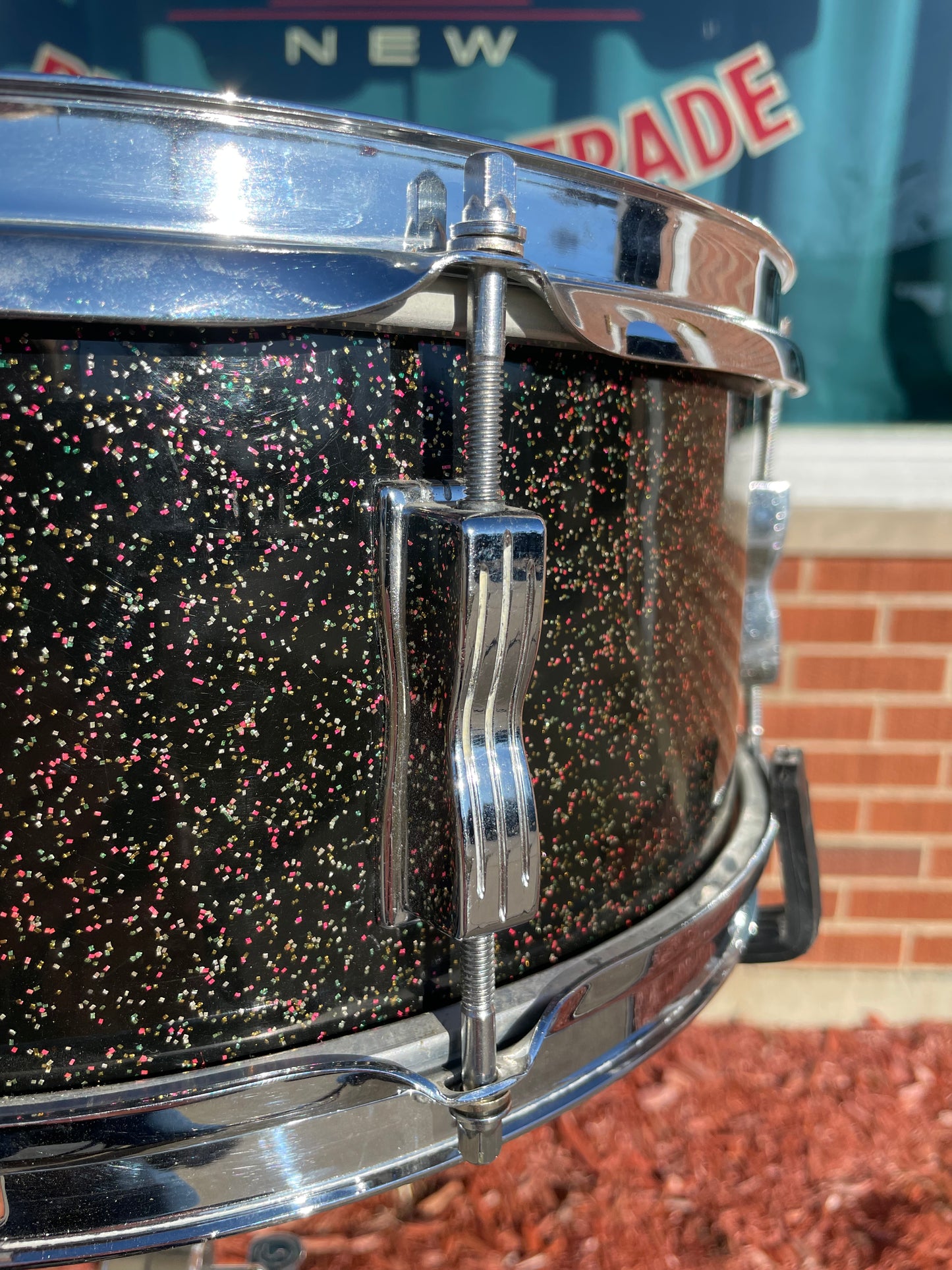 1964 Ludwig 5x14 No. 491 Pioneer Snare Drum Black Galaxy Sparkle Chrome