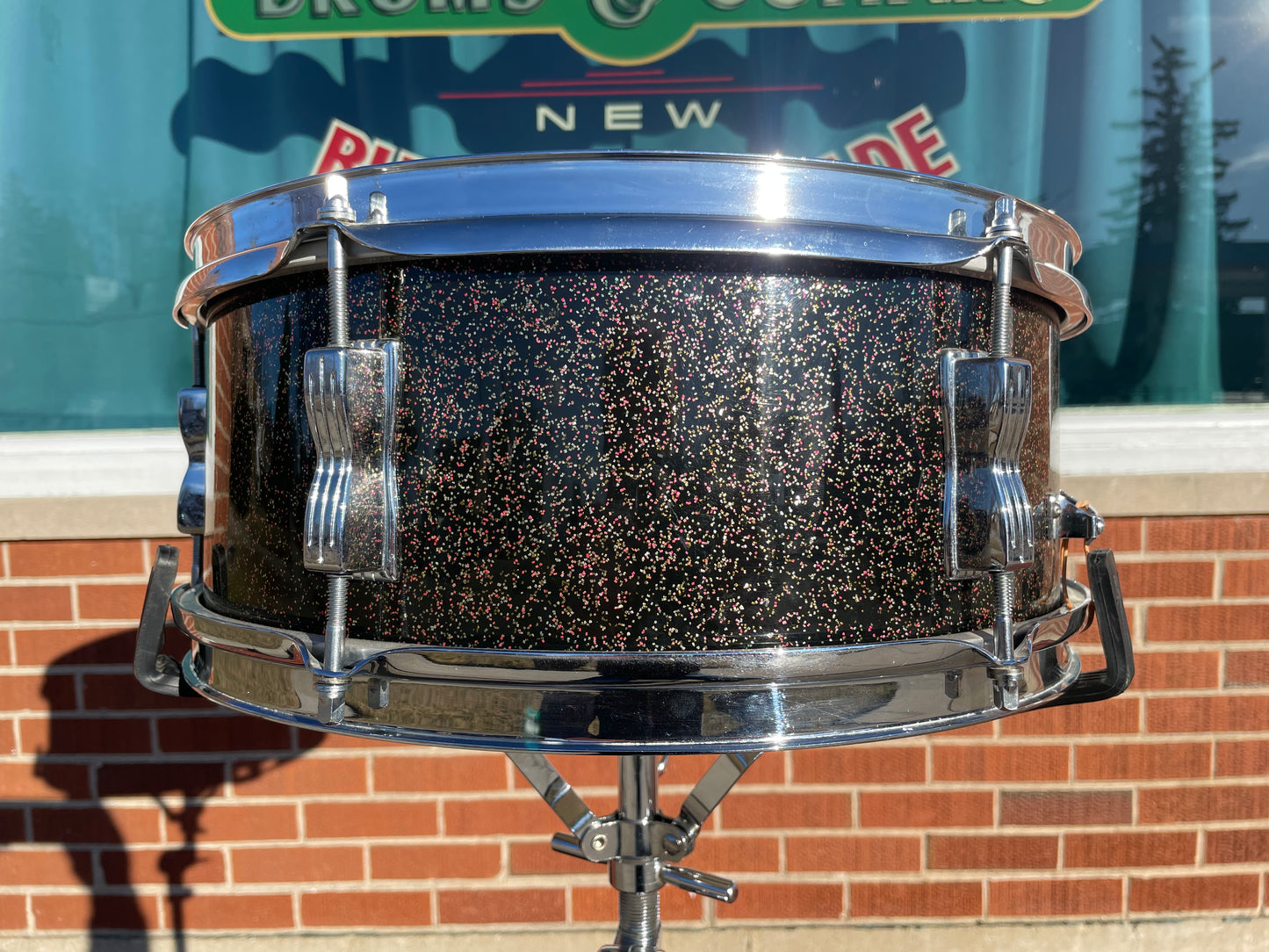 1964 Ludwig 5x14 No. 491 Pioneer Snare Drum Black Galaxy Sparkle Chrome
