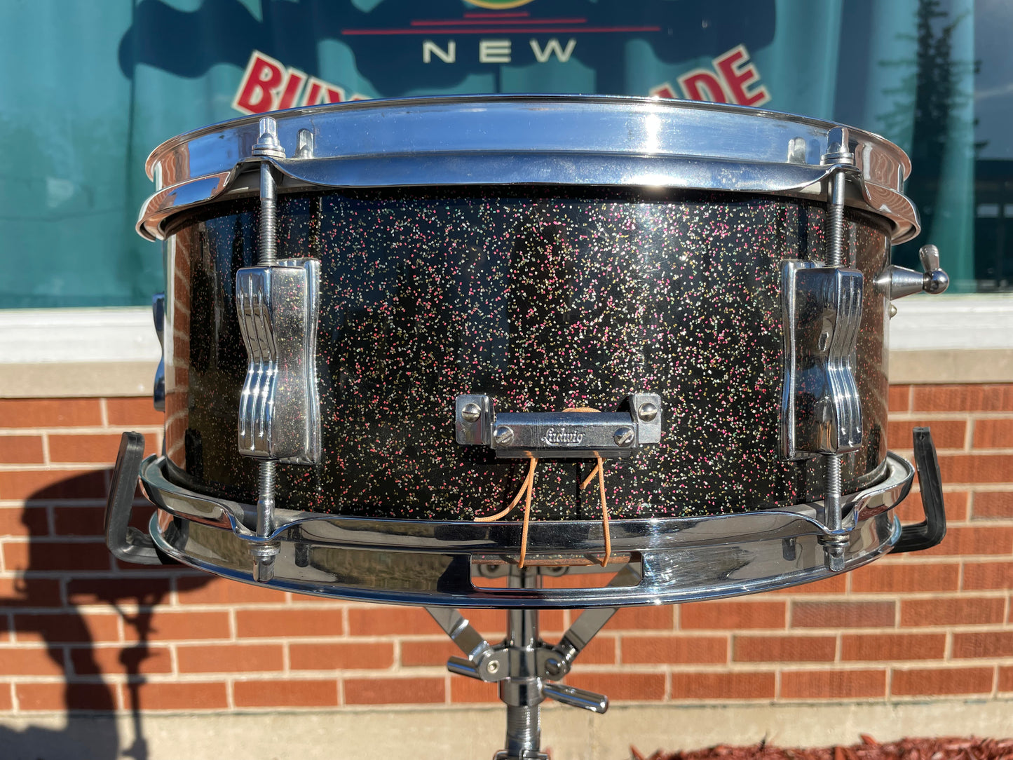 1964 Ludwig 5x14 No. 491 Pioneer Snare Drum Black Galaxy Sparkle Chrome