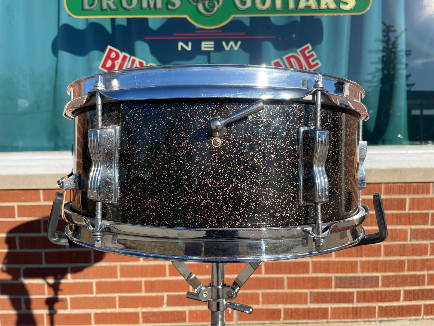 1964 Ludwig 5x14 No. 491 Pioneer Snare Drum Black Galaxy Sparkle Chrome