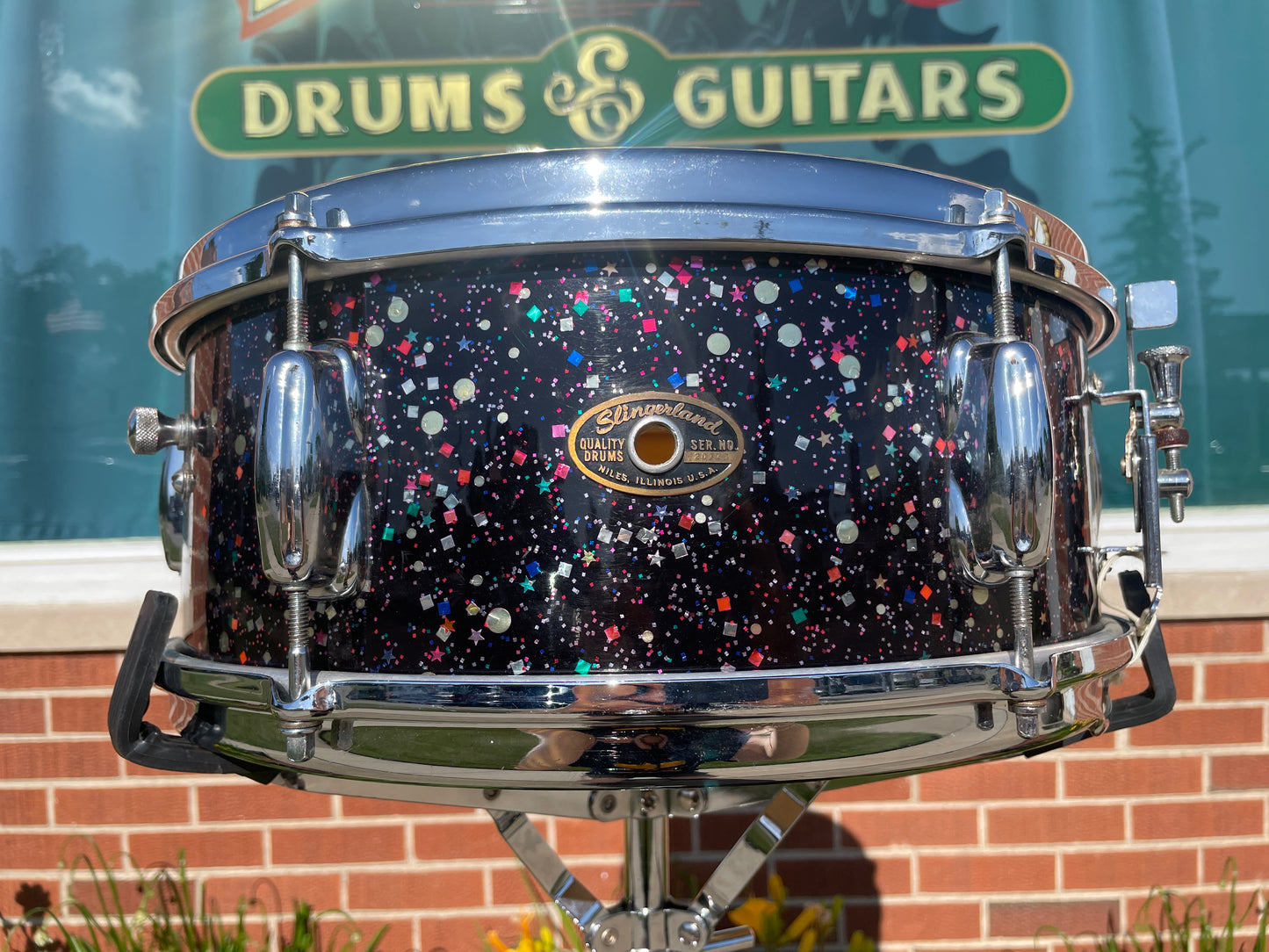 1963 Slingerland No. 161 Deluxe Student Model 5.5x14 Snare Drum Mardi Gras Pearl