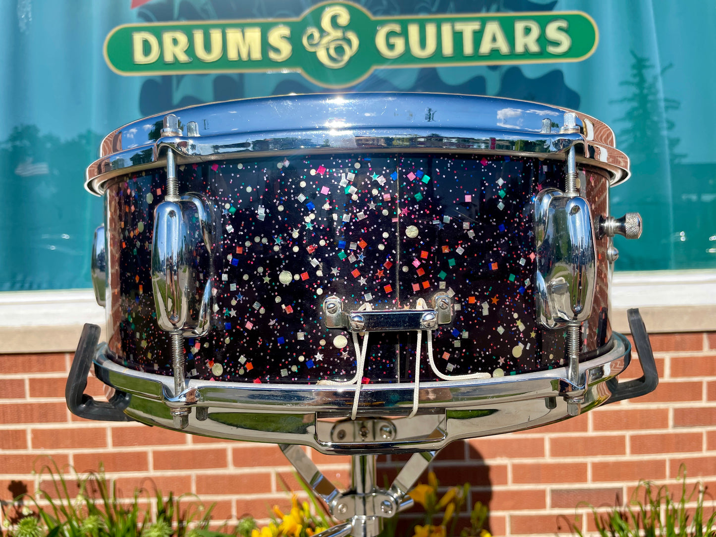 1963 Slingerland No. 161 Deluxe Student Model 5.5x14 Snare Drum Mardi Gras Pearl