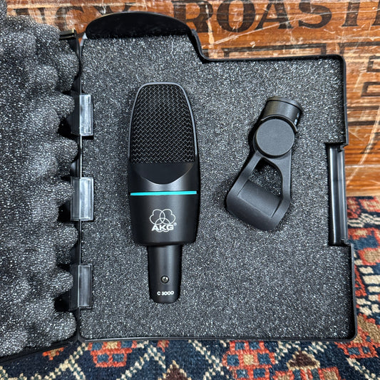 1990s AKG C3000B Large Diaphragm Condenser Microphone w/ Case Black