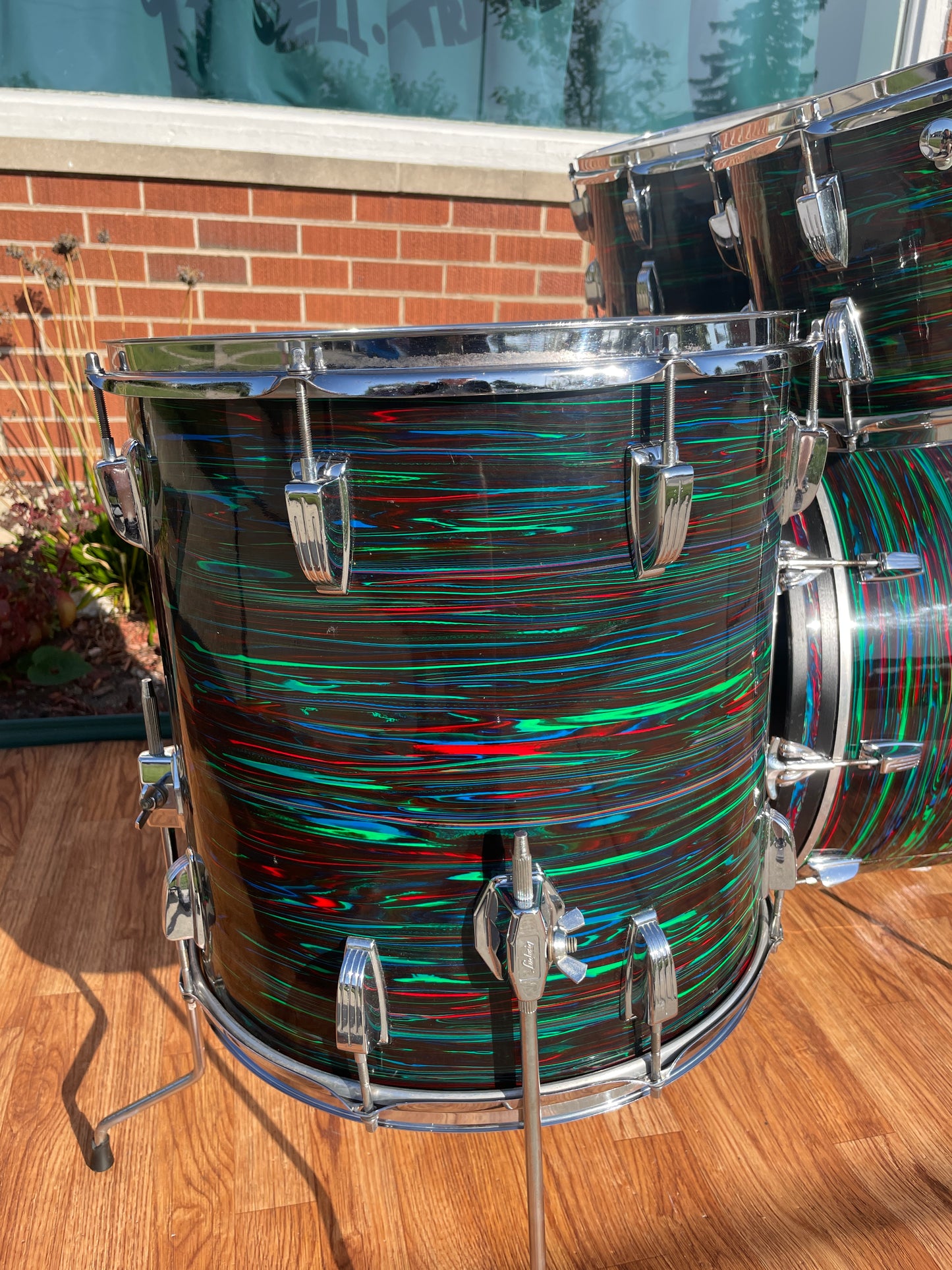 1970s Ludwig Big Beat Drum Set Psychedelic Red 22/12/13/16