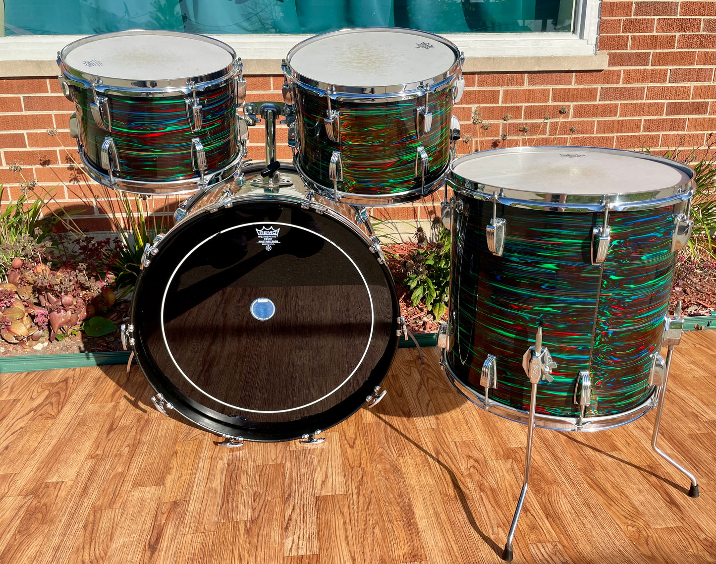 1970s Ludwig Big Beat Drum Set Psychedelic Red 22/12/13/16