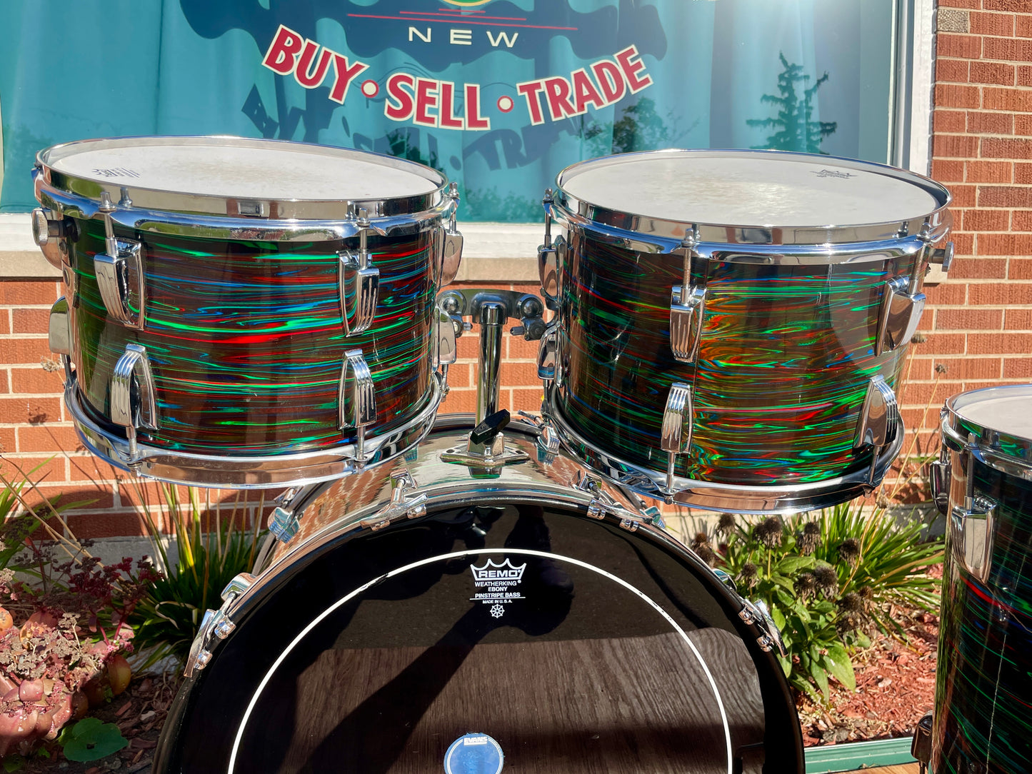 1970s Ludwig Big Beat Drum Set Psychedelic Red 22/12/13/16