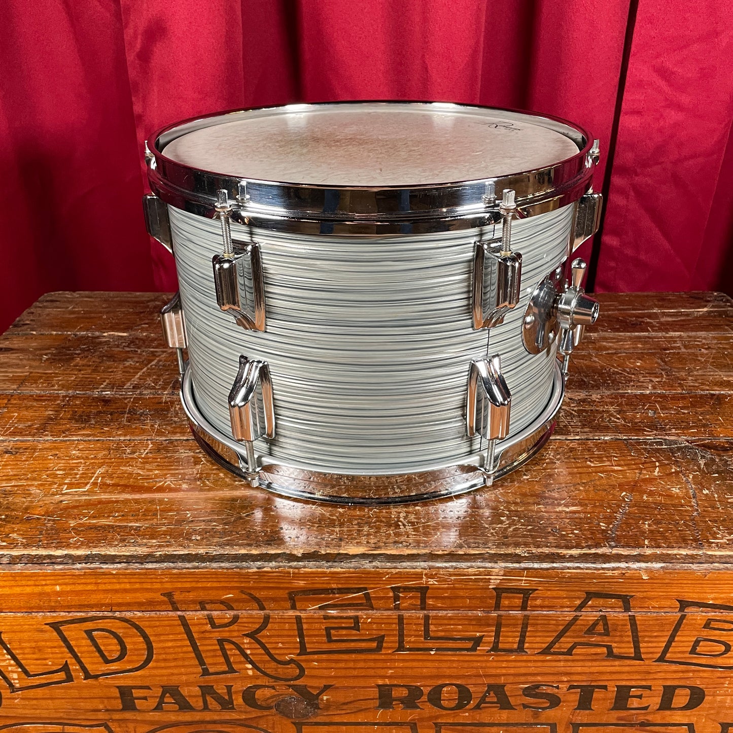 1960s Rogers Holiday 8x12 Tom Drum Steel Gray Ripple Pearl Cleveland