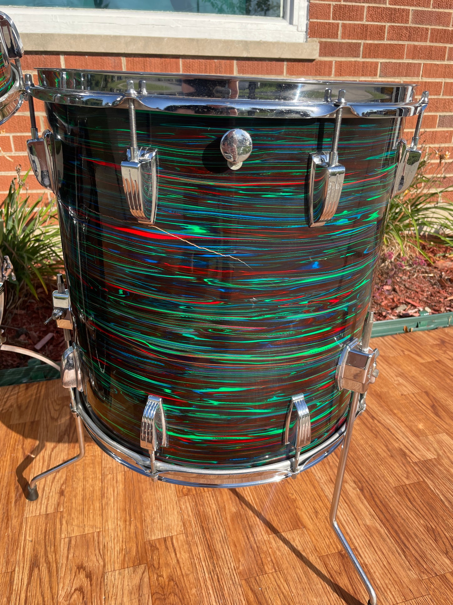 1970s Ludwig Big Beat Drum Set Psychedelic Red 22/12/13/16