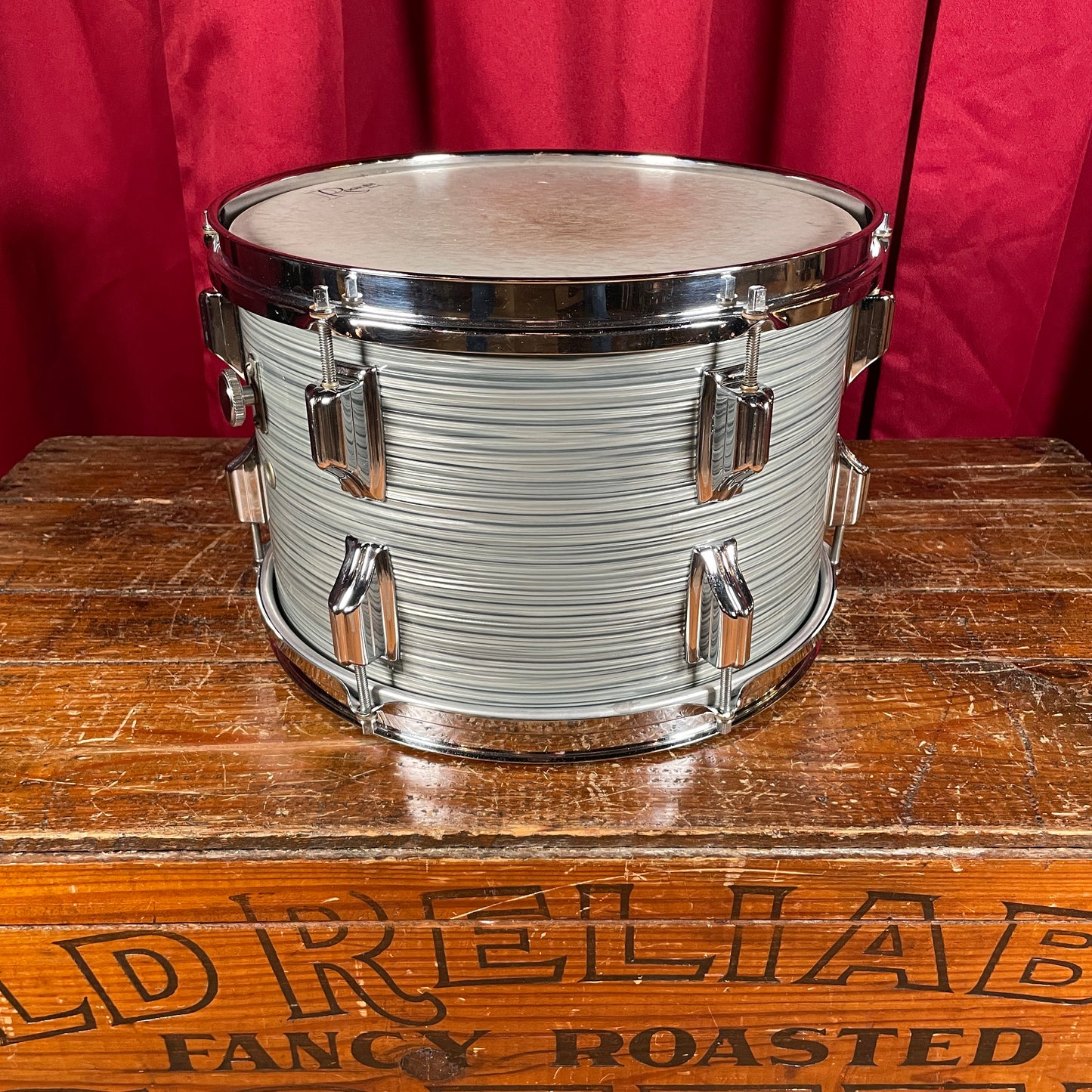 1960s Rogers Holiday 8x12 Tom Drum Steel Gray Ripple Pearl Cleveland