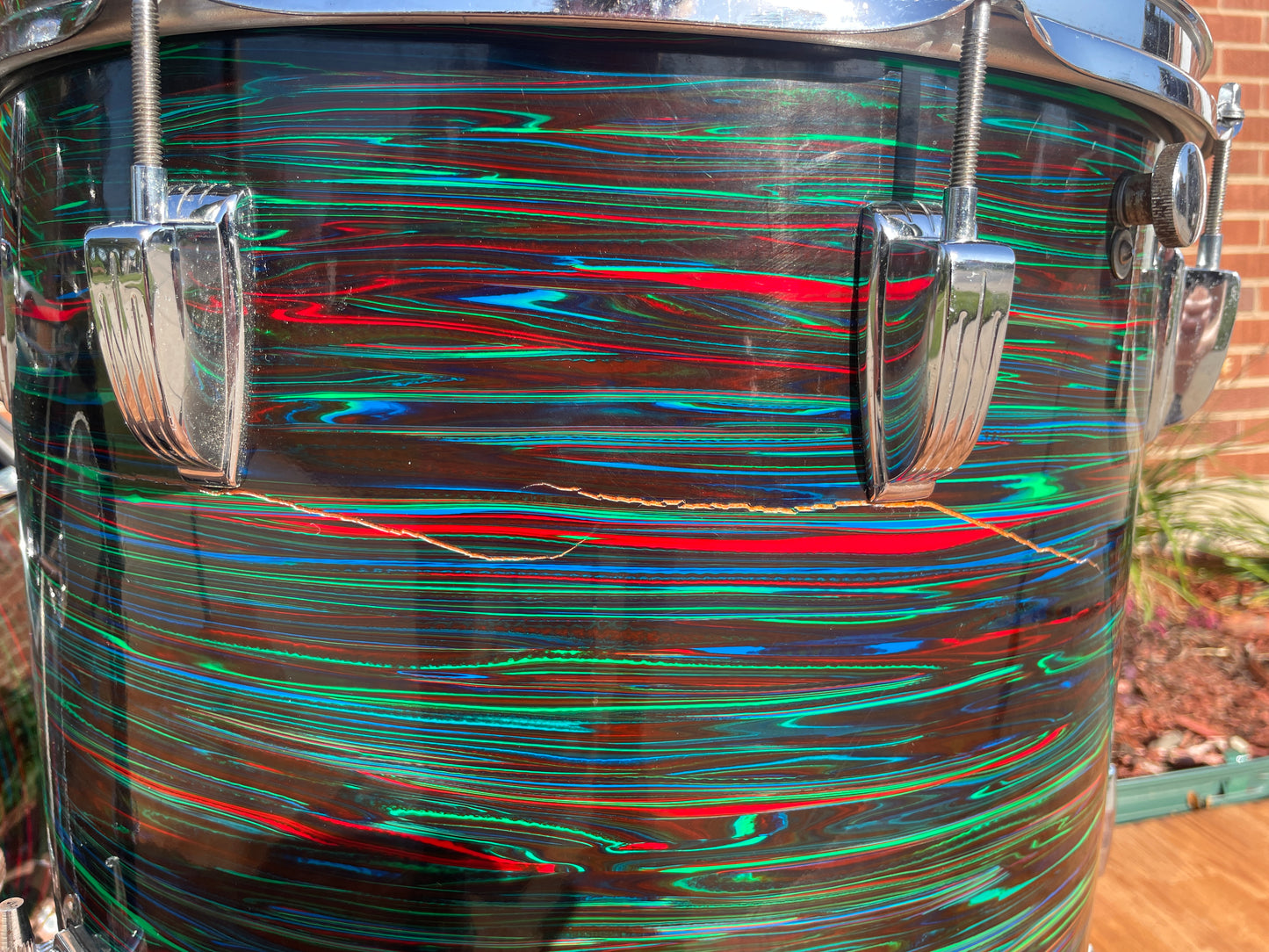 1970s Ludwig Big Beat Drum Set Psychedelic Red 22/12/13/16