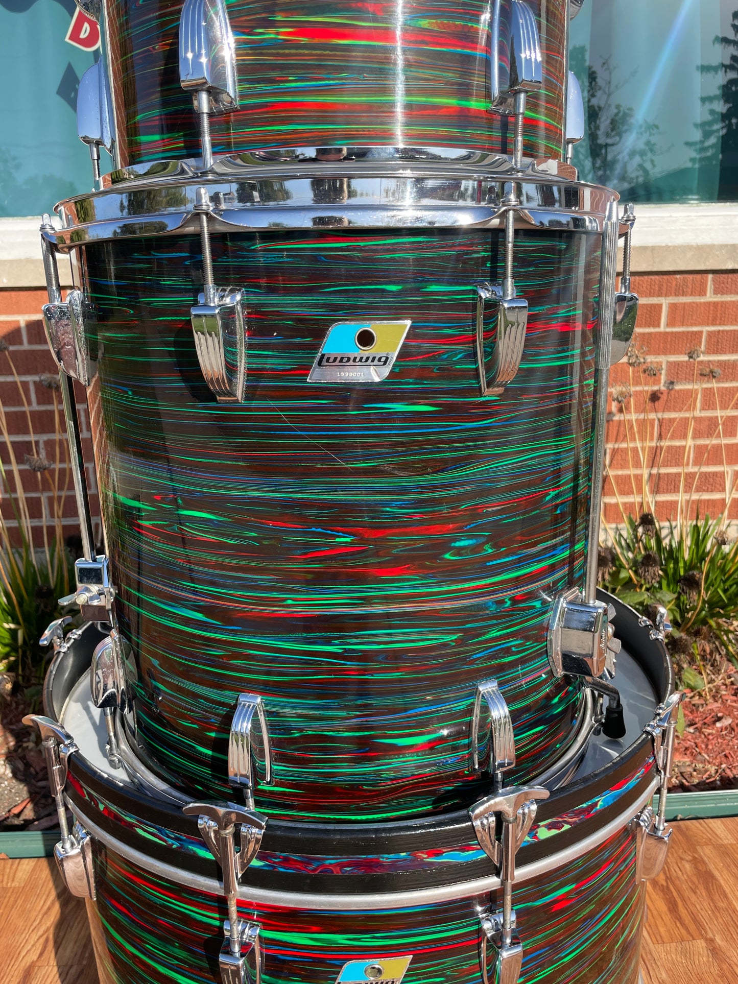 1970s Ludwig Big Beat Drum Set Psychedelic Red 22/12/13/16