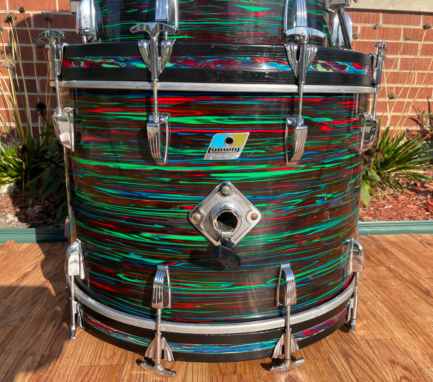 1970s Ludwig Big Beat Drum Set Psychedelic Red 22/12/13/16