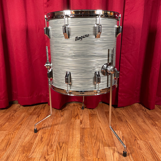 1960s Rogers Holiday 14x14 Floor Tom Drum Steel Gray Ripple Pearl Cleveland