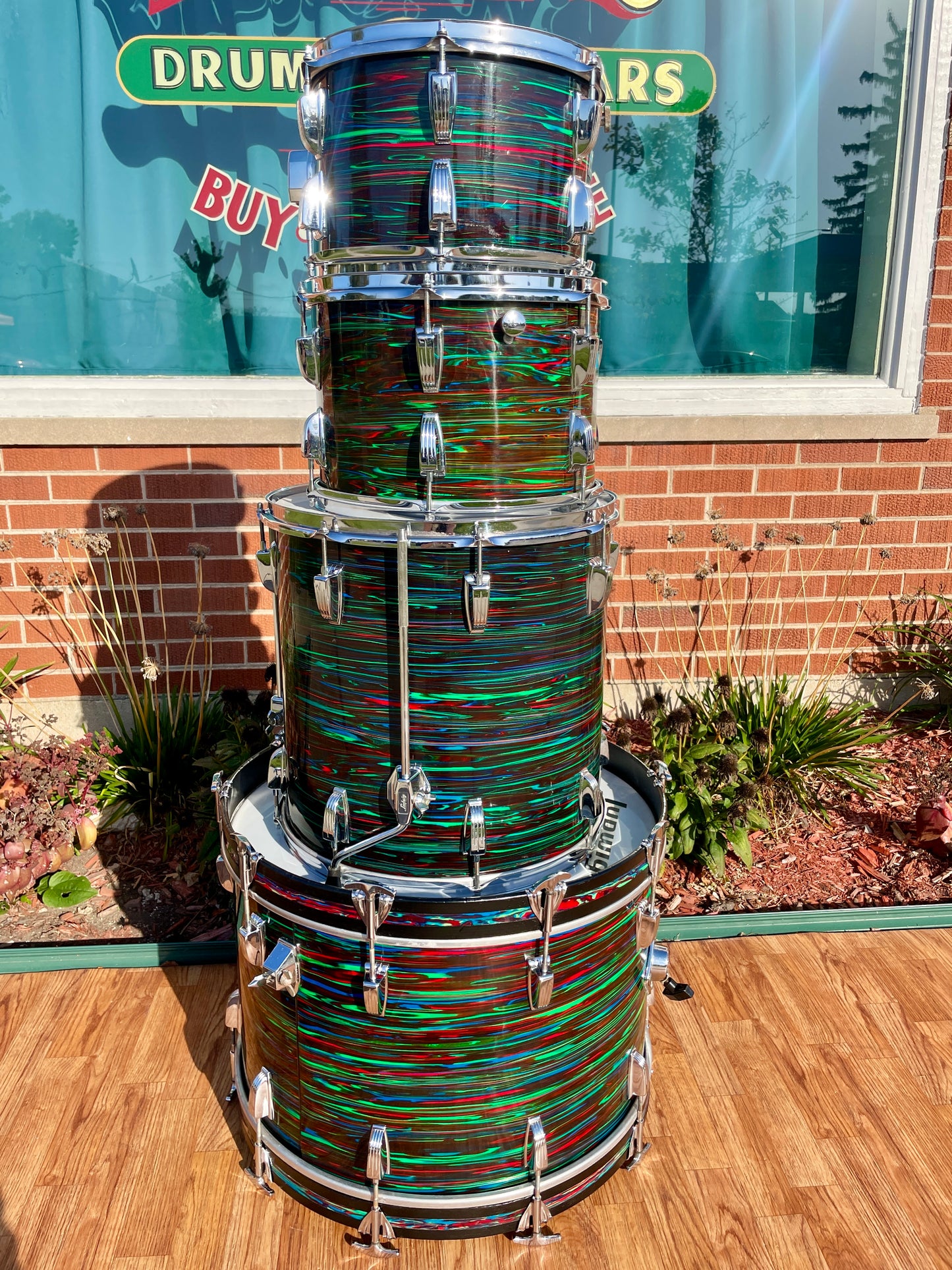 1970s Ludwig Big Beat Drum Set Psychedelic Red 22/12/13/16