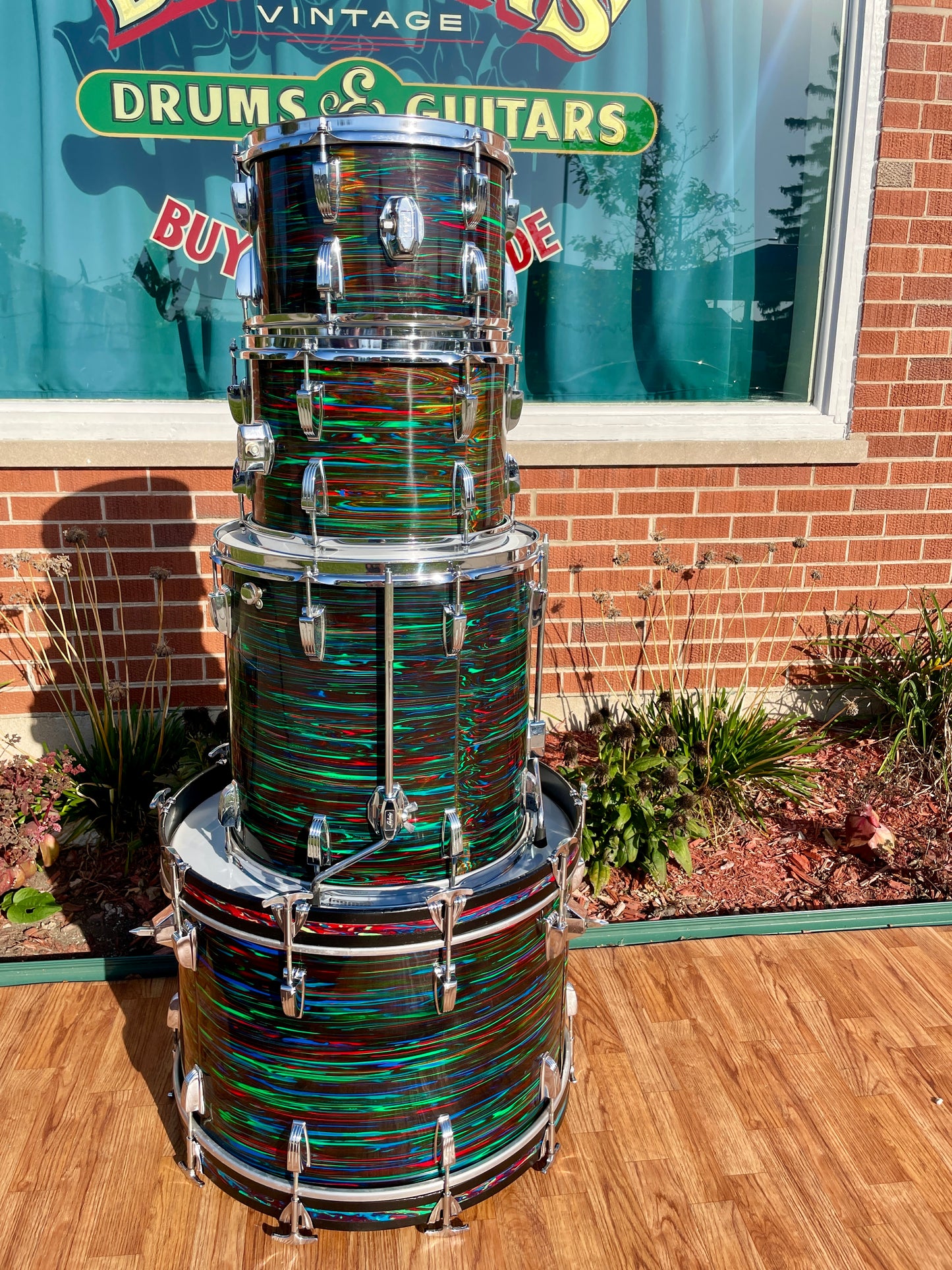 1970s Ludwig Big Beat Drum Set Psychedelic Red 22/12/13/16