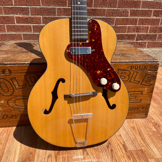 1950s Silvertone Model H1324 Archtop Electric Guitar Natural Harmony 708 w/ Original Case