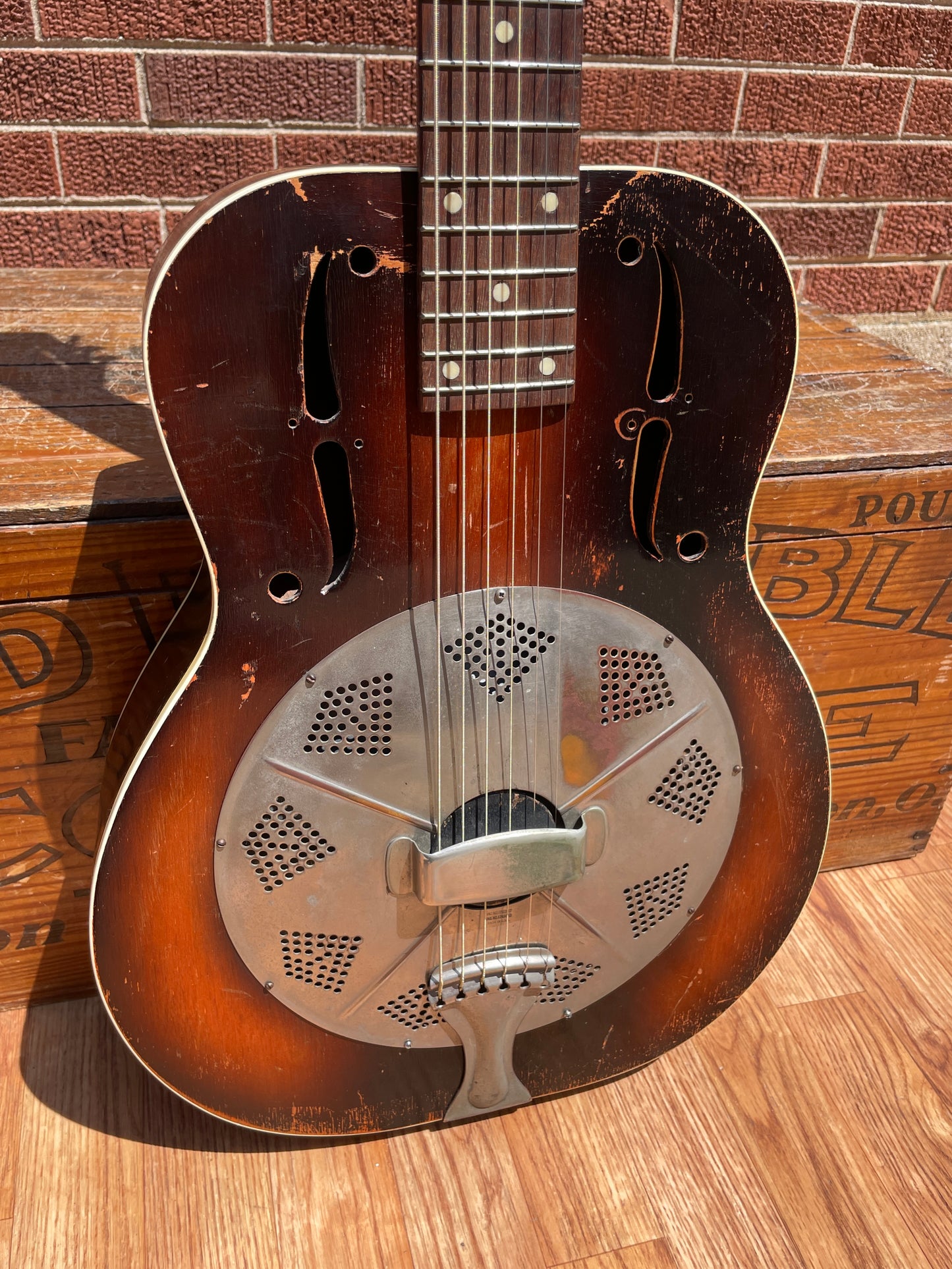 1930s National Trojan Resonator Guitar Sunburst Dobro - D Serial Number