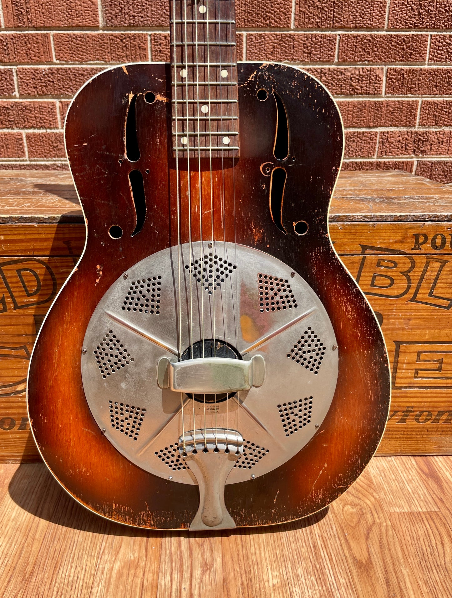 1930s National Trojan Resonator Guitar Sunburst Dobro - D Serial Number