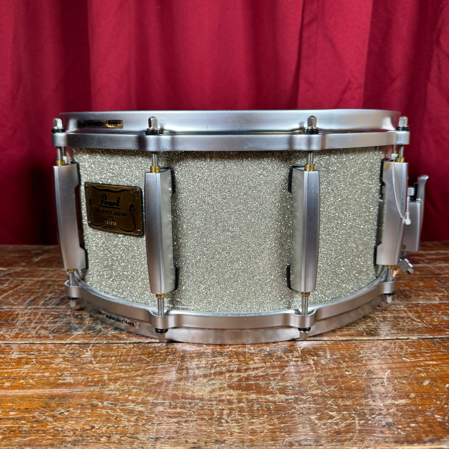 2007 Pearl Masters Custom MRX 6.5x14 Maple 6-Ply Snare Drum Silver Sparkle MRX1465S/S-160