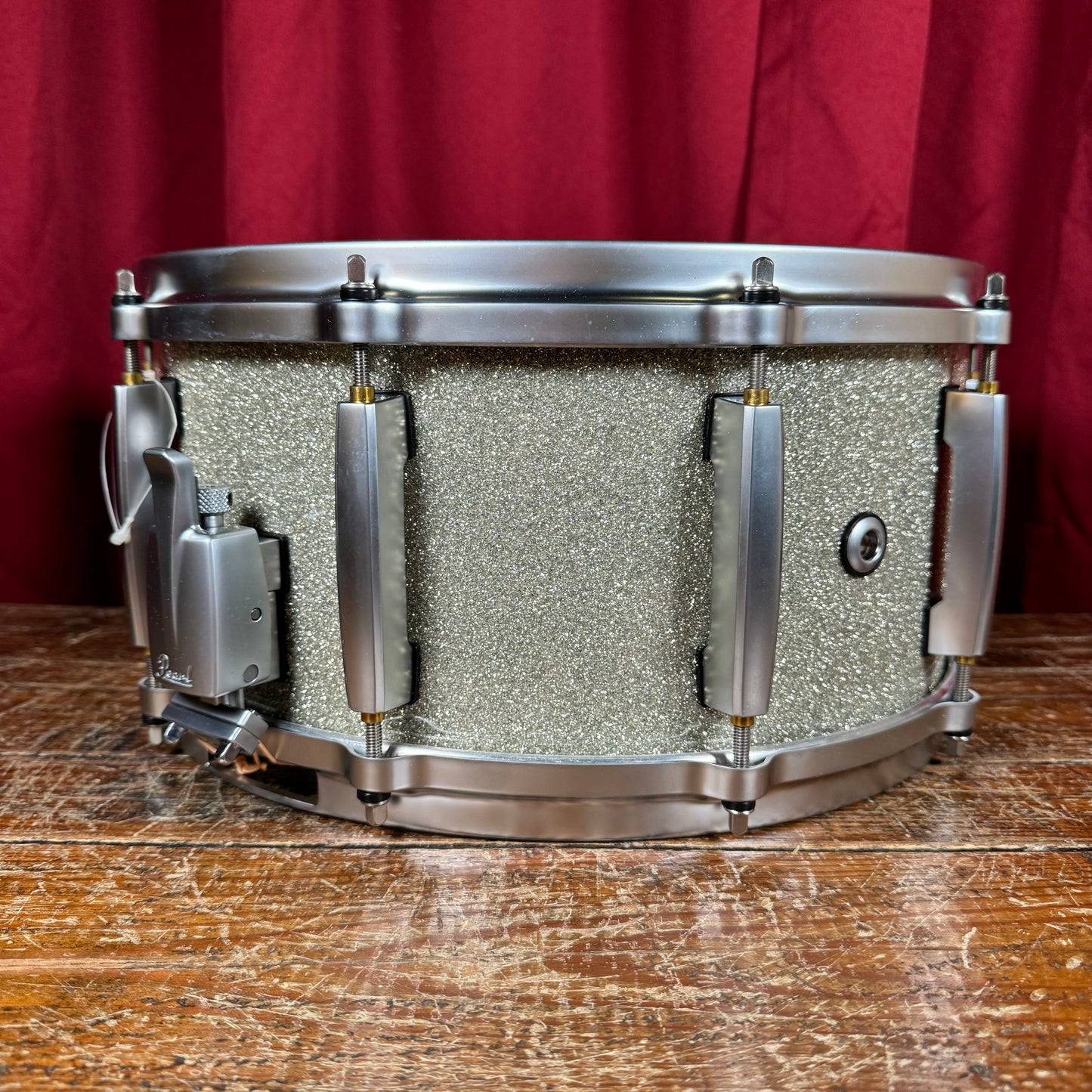 2007 Pearl Masters Custom MRX 6.5x14 Maple 6-Ply Snare Drum Silver Sparkle MRX1465S/S-160