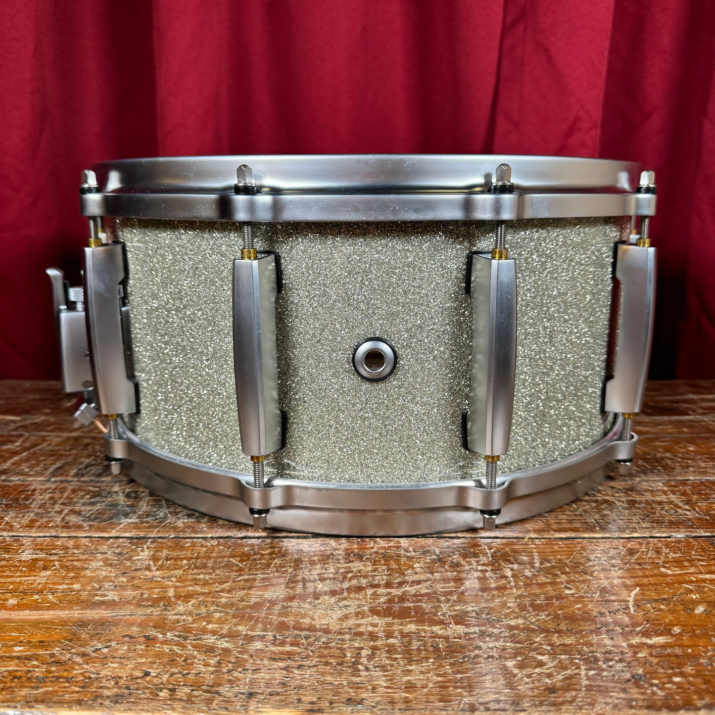 2007 Pearl Masters Custom MRX 6.5x14 Maple 6-Ply Snare Drum Silver Sparkle MRX1465S/S-160
