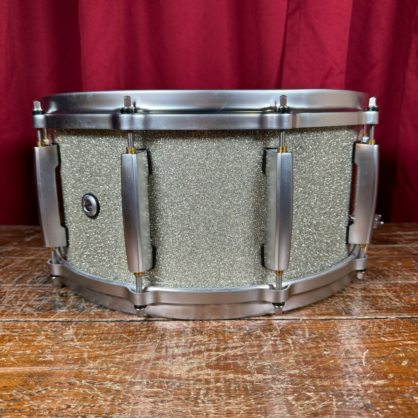 2007 Pearl Masters Custom MRX 6.5x14 Maple 6-Ply Snare Drum Silver Sparkle MRX1465S/S-160