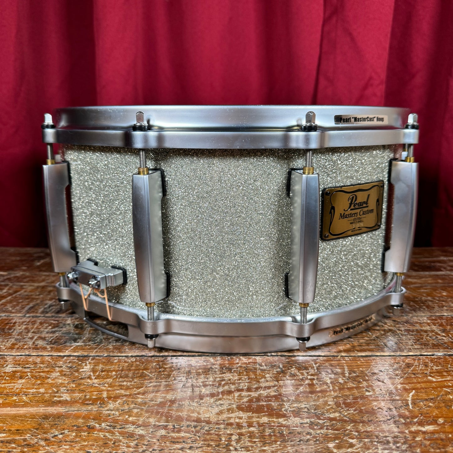 2007 Pearl Masters Custom MRX 6.5x14 Maple 6-Ply Snare Drum Silver Sparkle MRX1465S/S-160