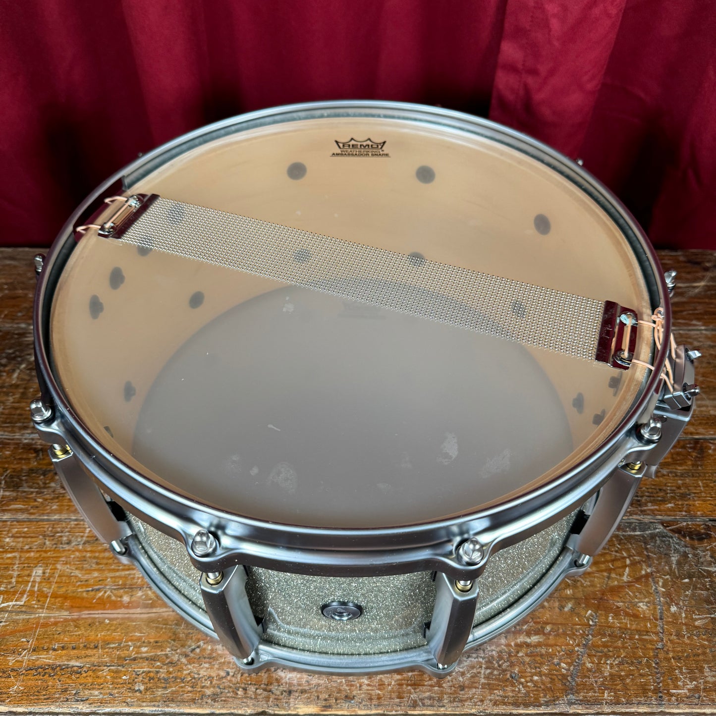 2007 Pearl Masters Custom MRX 6.5x14 Maple 6-Ply Snare Drum Silver Sparkle MRX1465S/S-160