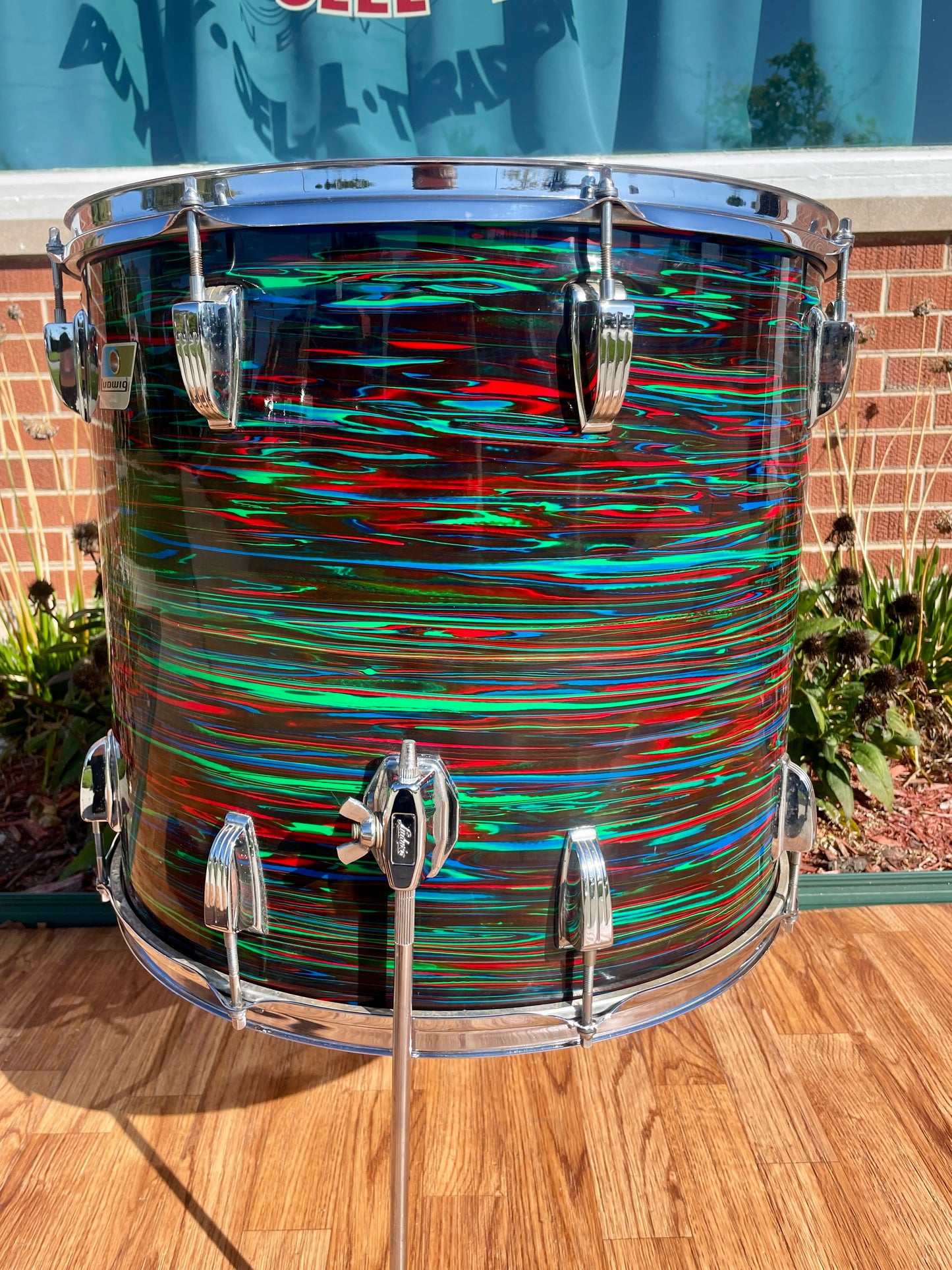 1970s Ludwig 16x18 Floor Tom Drum Psychedelic Red
