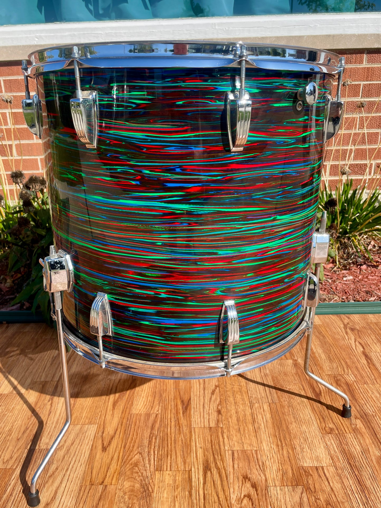 1970s Ludwig 16x18 Floor Tom Drum Psychedelic Red