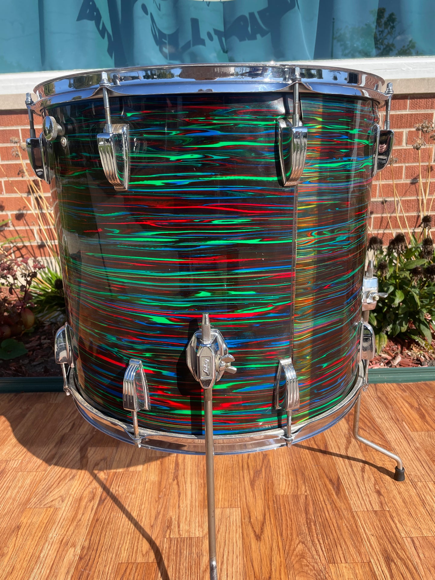 1970s Ludwig 16x18 Floor Tom Drum Psychedelic Red