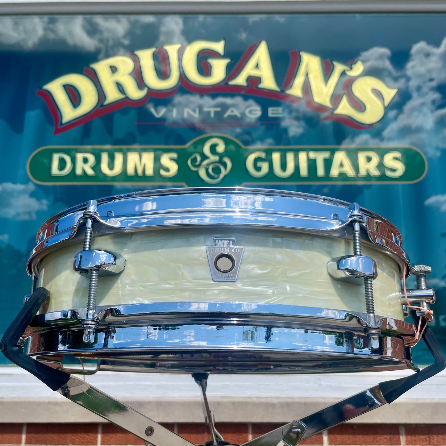 1950s WFL Buddy Rich Be-Bop 3x13 Snare Drum No. 905P White Marine Pearl