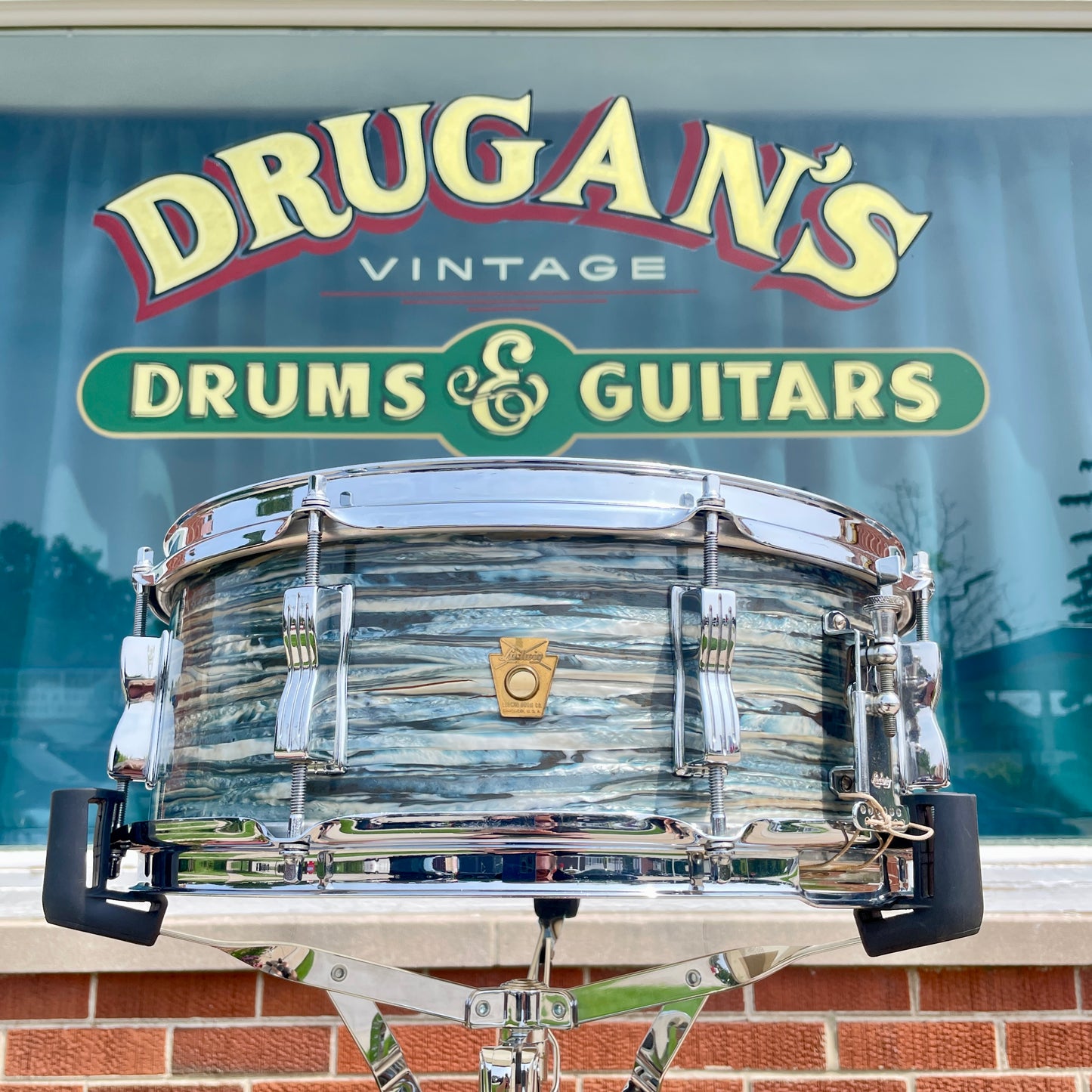 1960s Ludwig Jazz Festival 5.5x14 No. 908P Snare Drum Oyster Blue Pearl Pre-Serial COB