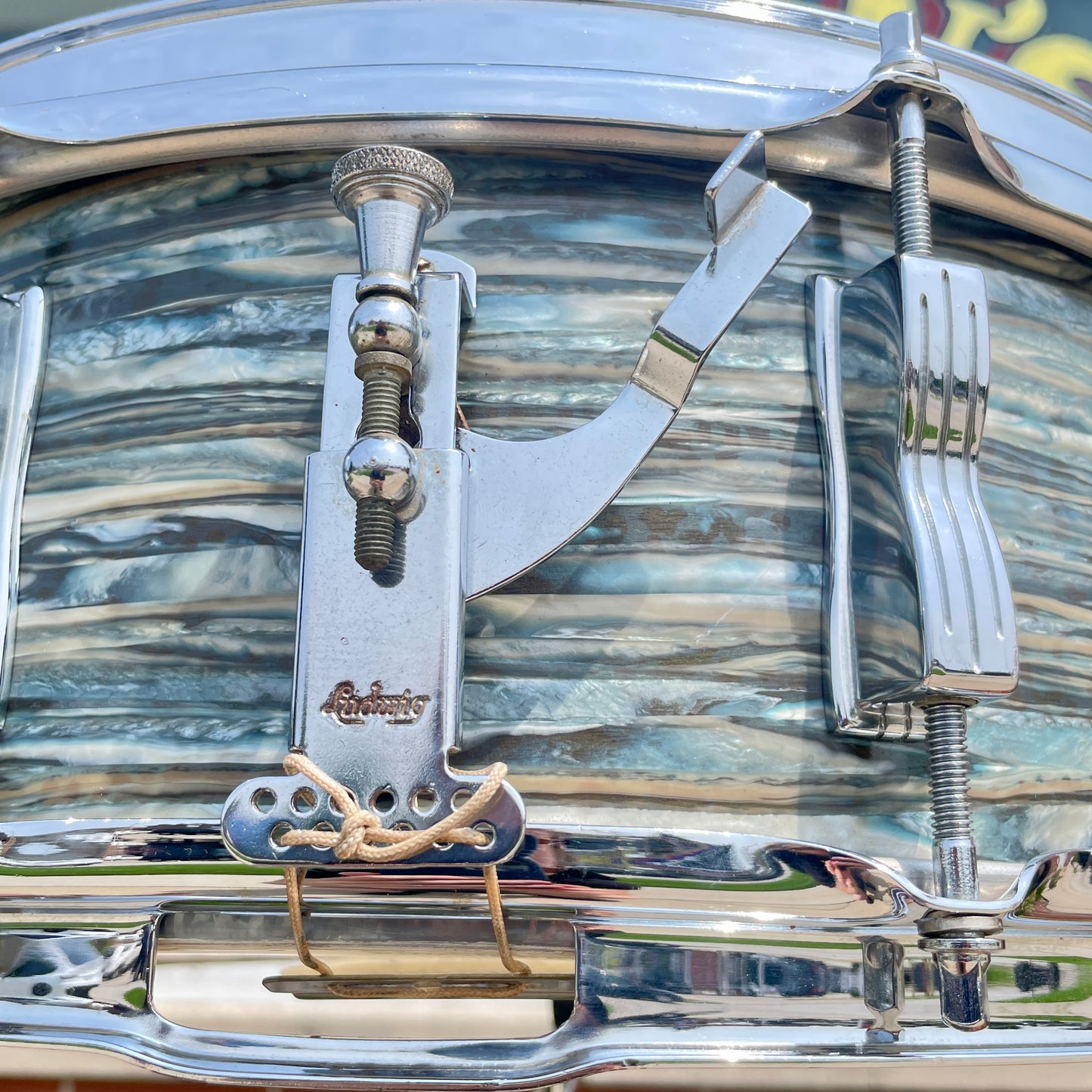 1960s Ludwig Jazz Festival 5.5x14 No. 908P Snare Drum Oyster Blue Pearl Pre-Serial COB