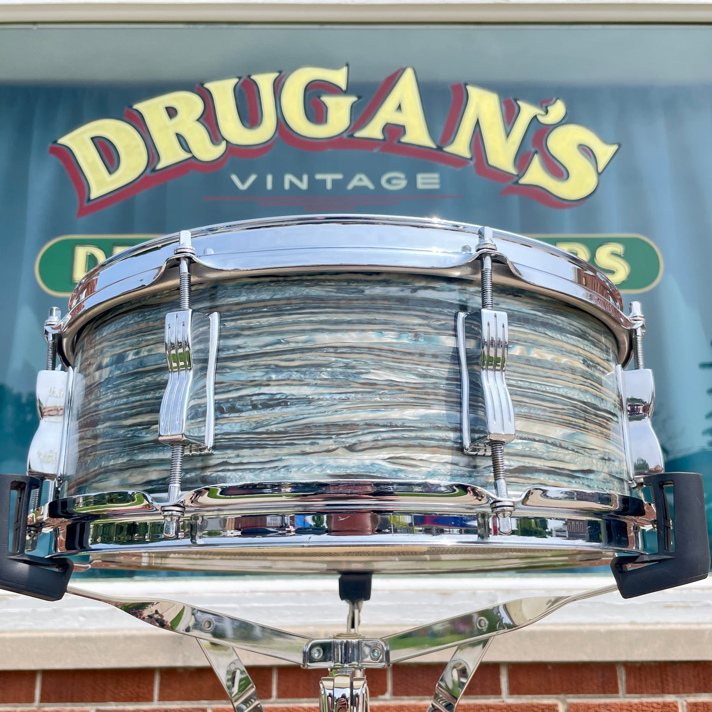 1960s Ludwig Jazz Festival 5.5x14 No. 908P Snare Drum Oyster Blue Pearl Pre-Serial COB