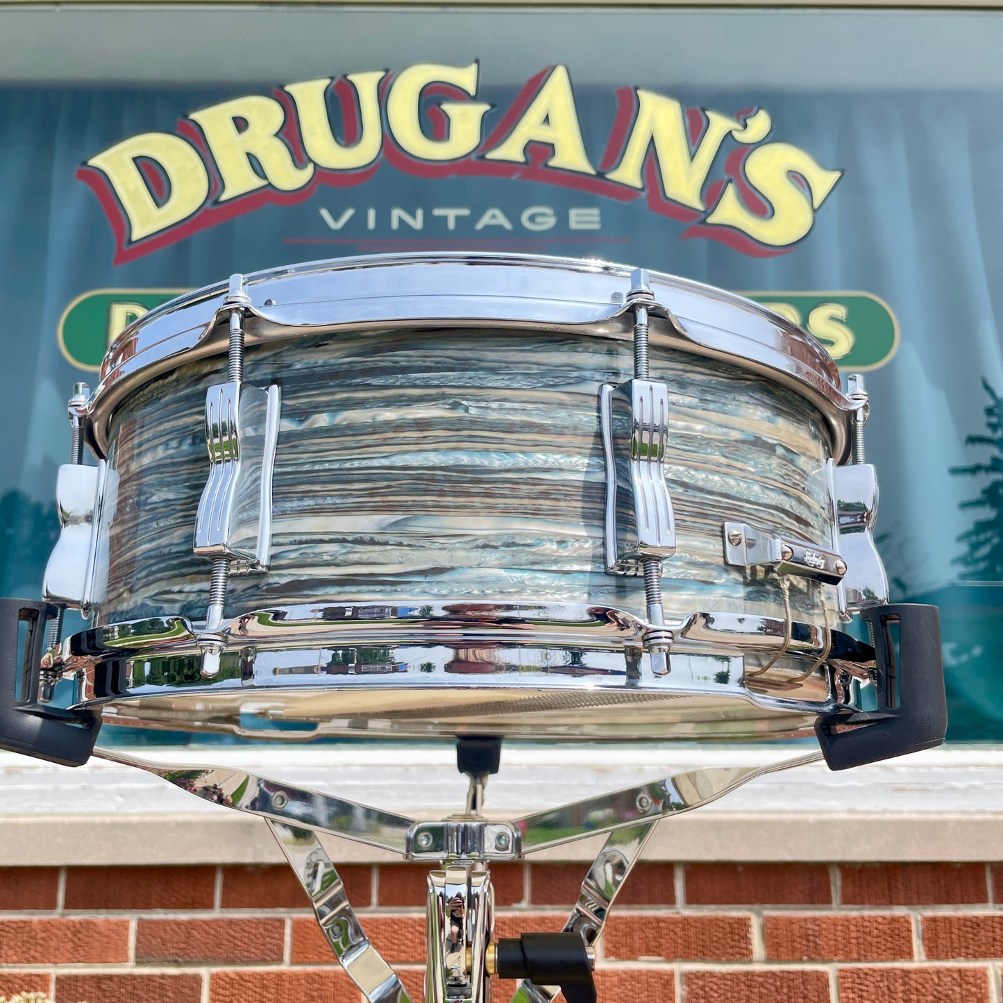 1960s Ludwig Jazz Festival 5.5x14 No. 908P Snare Drum Oyster Blue Pearl Pre-Serial COB