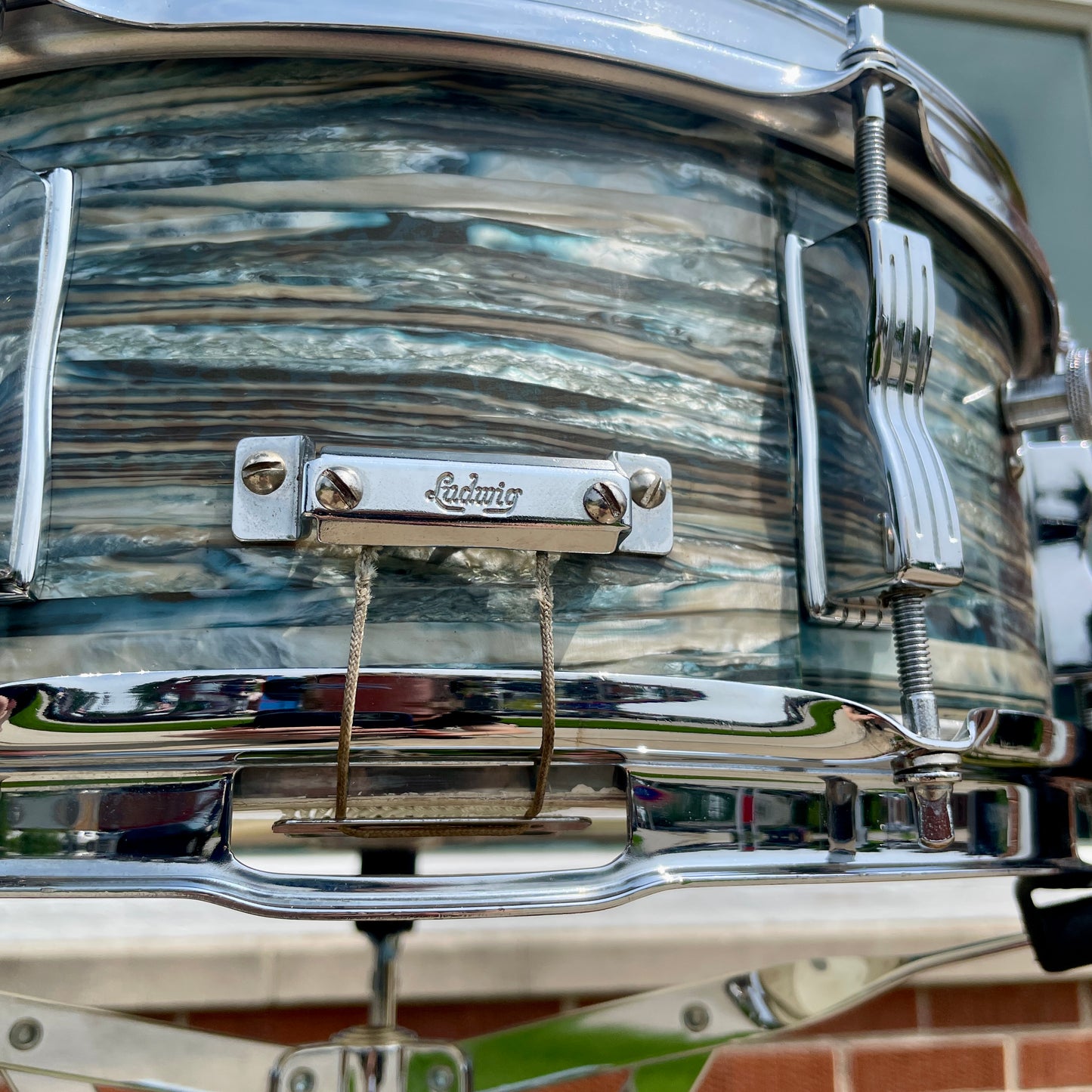 1960s Ludwig Jazz Festival 5.5x14 No. 908P Snare Drum Oyster Blue Pearl Pre-Serial COB