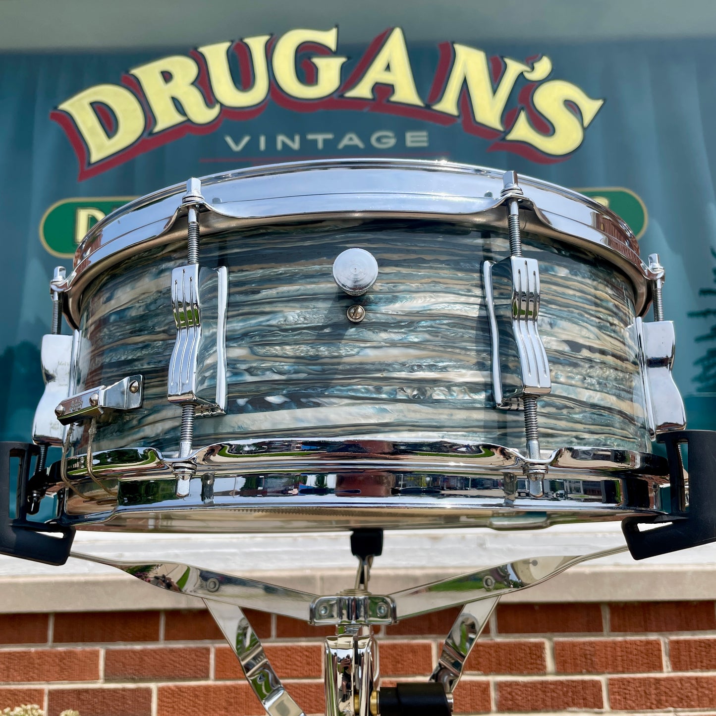 1960s Ludwig Jazz Festival 5.5x14 No. 908P Snare Drum Oyster Blue Pearl Pre-Serial COB