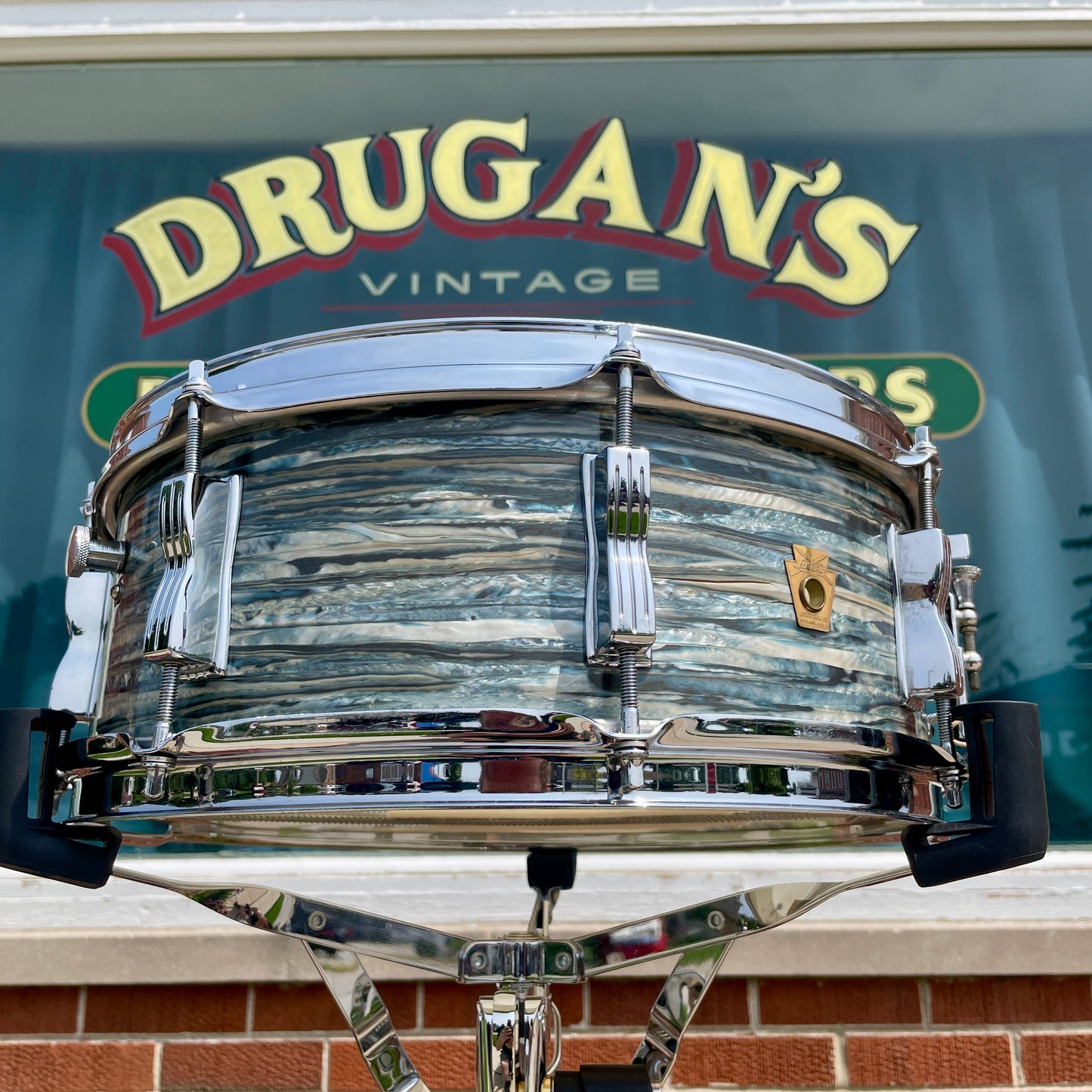 1960s Ludwig Jazz Festival 5.5x14 No. 908P Snare Drum Oyster Blue Pearl Pre-Serial COB