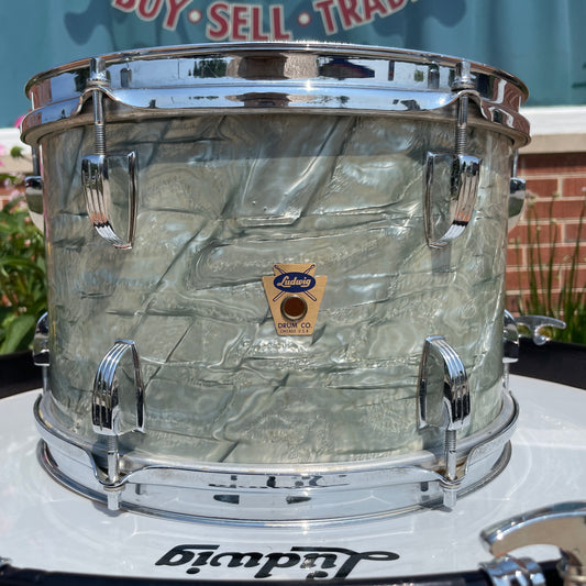 1960 Ludwig 8x12 Classic Tom Drum Single Sky Blue Pearl Trans Badge