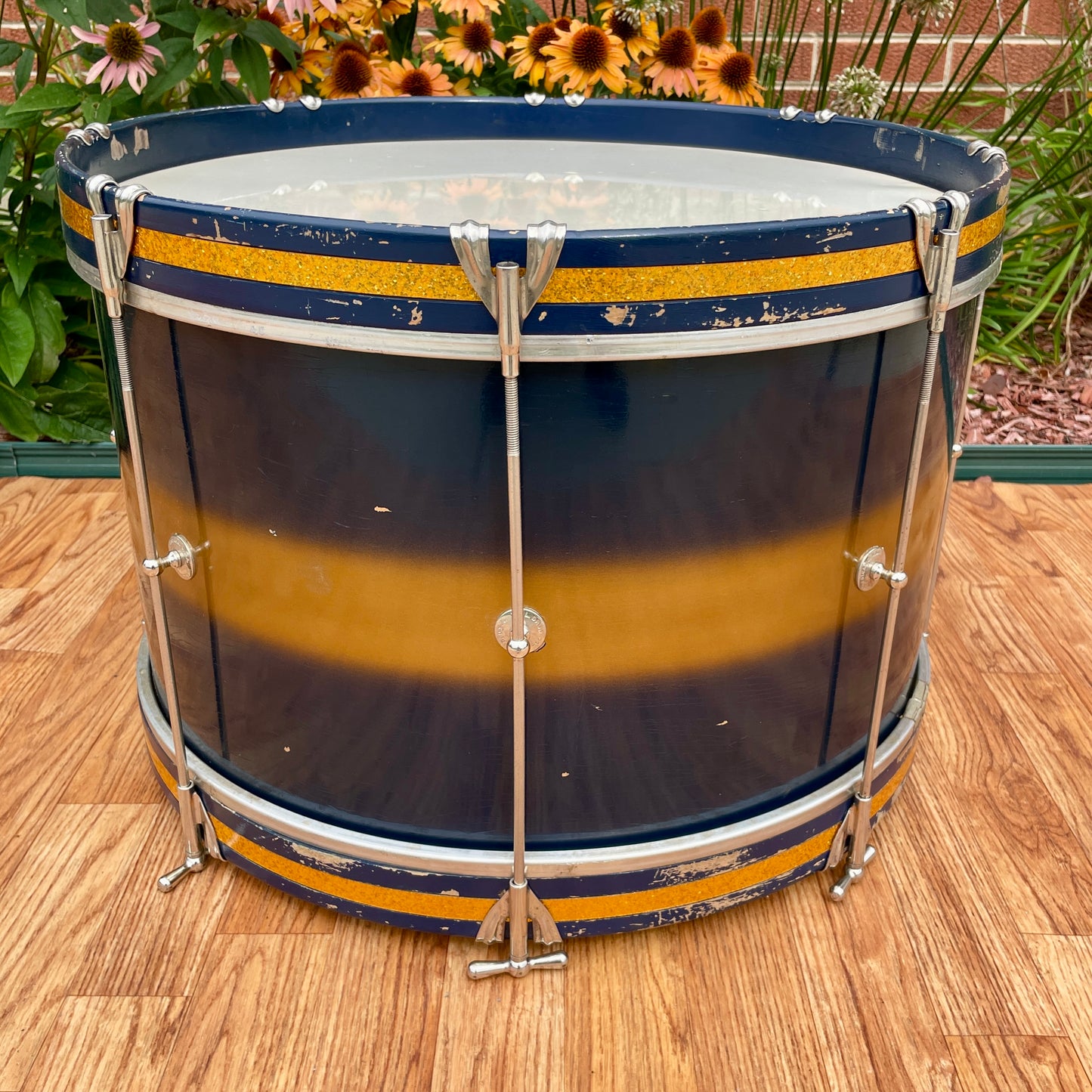 1950s-1960s Ludwig Trans Badge 12x20 Bass Drum Dark Blue / Gold Duco