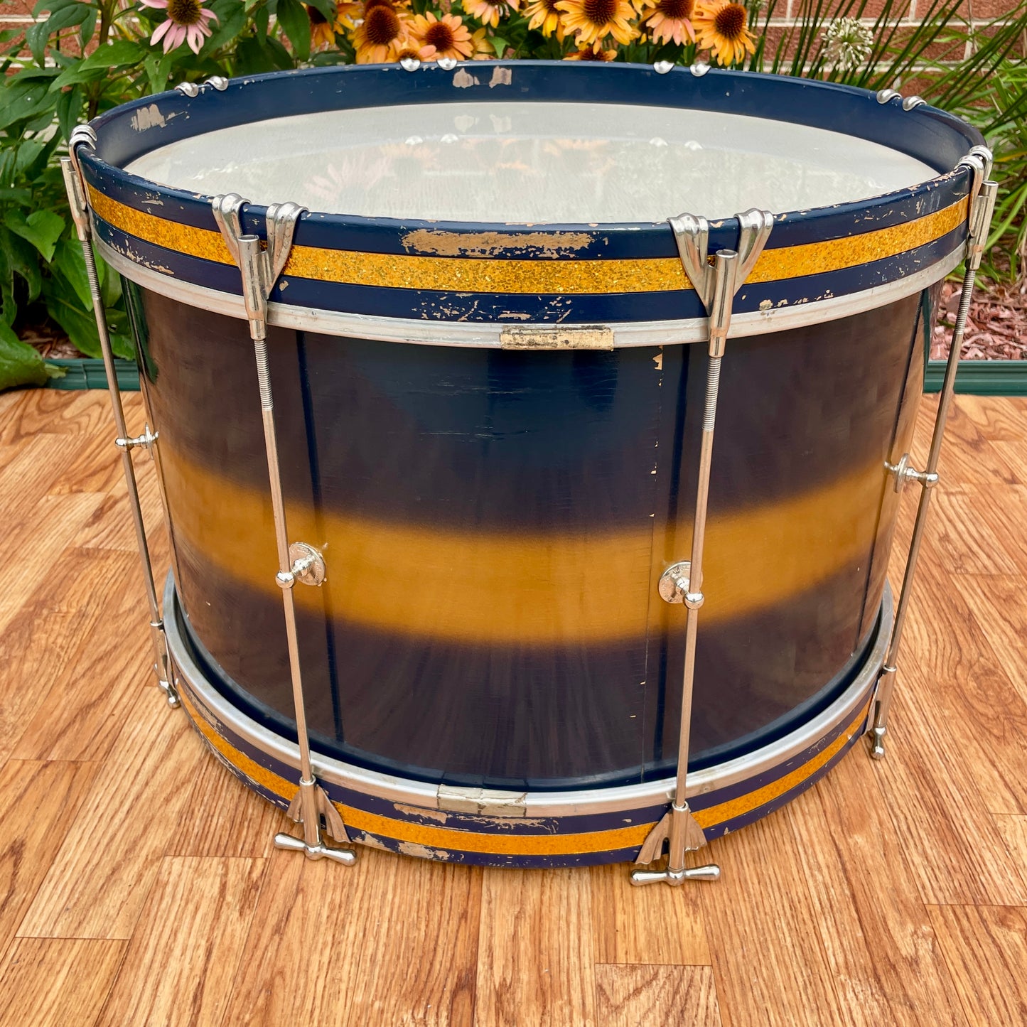1950s-1960s Ludwig Trans Badge 12x20 Bass Drum Dark Blue / Gold Duco