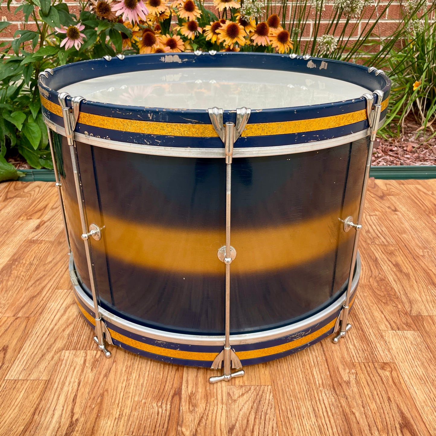 1950s-1960s Ludwig Trans Badge 12x20 Bass Drum Dark Blue / Gold Duco