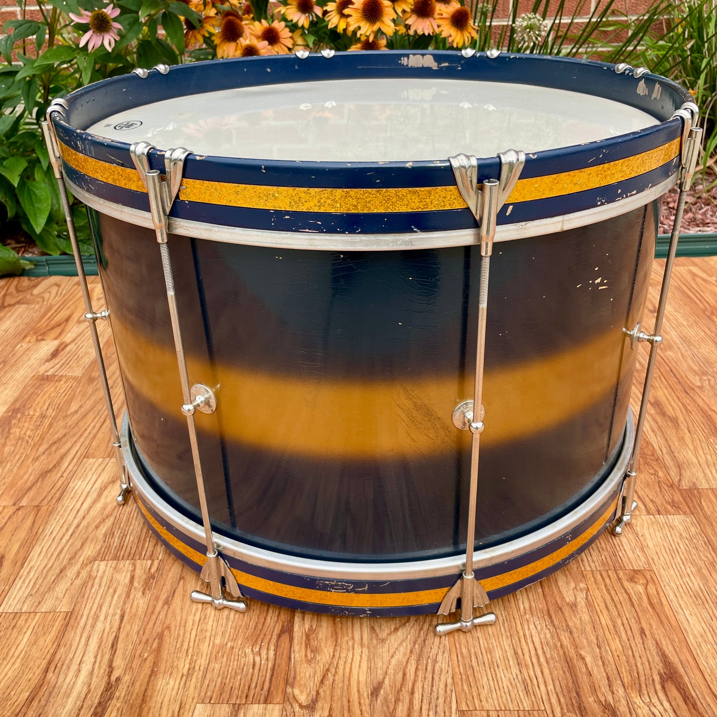 1950s-1960s Ludwig Trans Badge 12x20 Bass Drum Dark Blue / Gold Duco